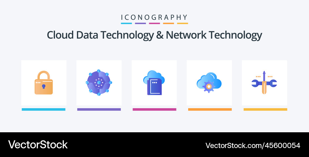 Cloud data technology and network flat vector image