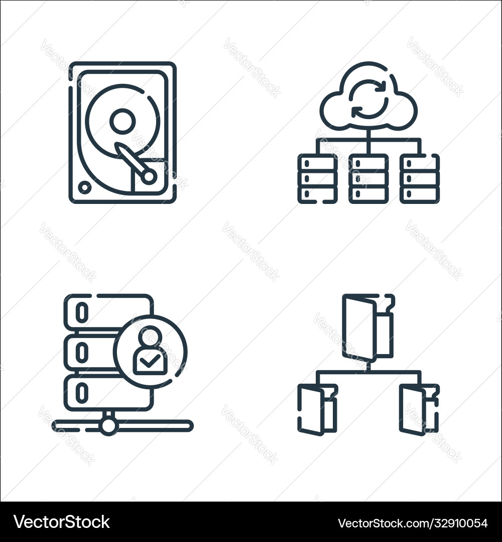 Database and servers line icons linear set Database and servers line icons linear set vector image