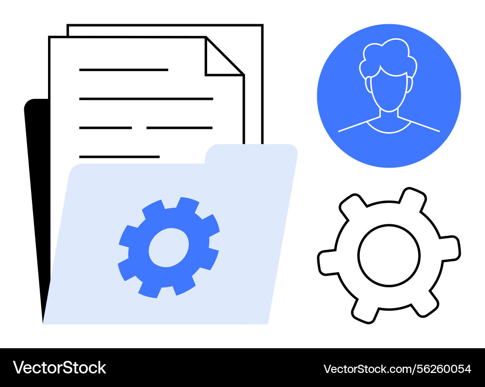 Document management and system settings with user Document management and system settings with user vector image