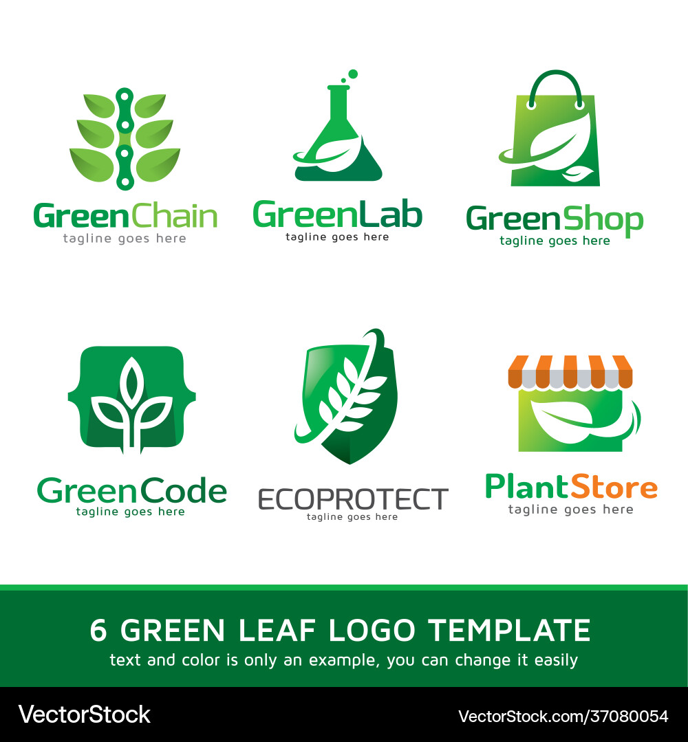 Green leaf logo template Green leaf logo template Vector Image