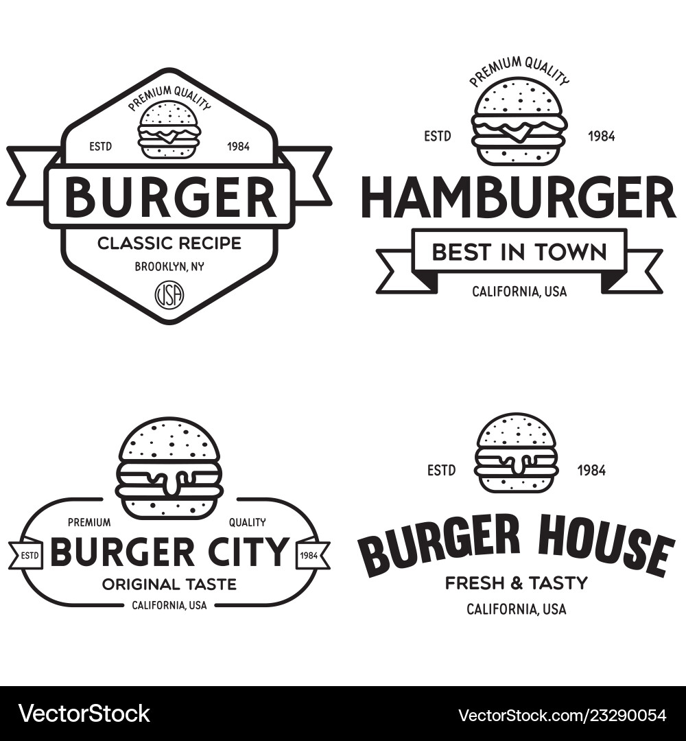 Hamburger & Burger Shop Badges vector image