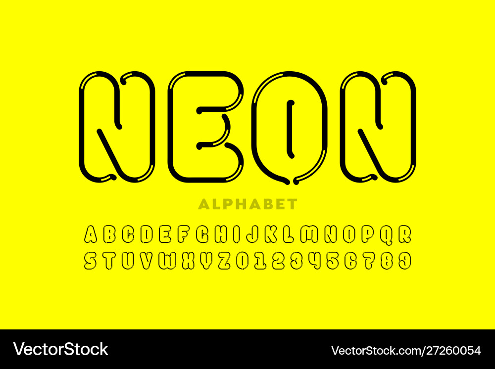 Neon style font design alphabet letters Neon style font design alphabet letters Vector Image