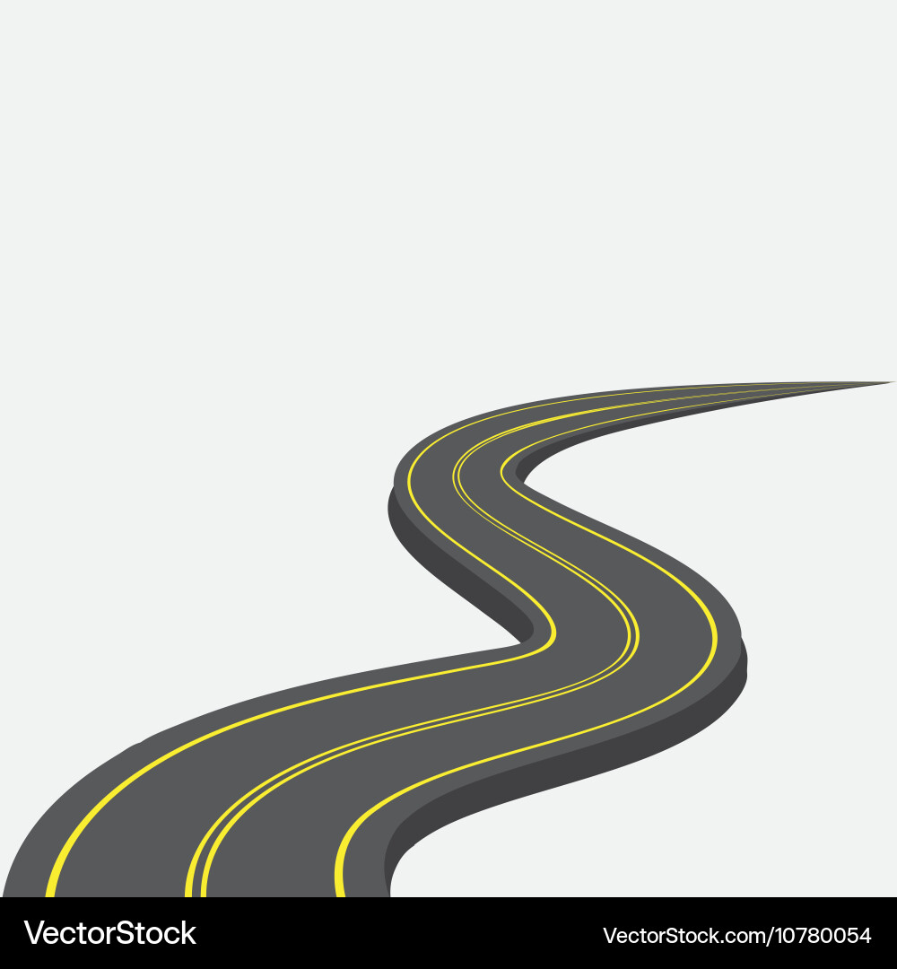 Road with yellow markings receding Royalty Free Vector Image