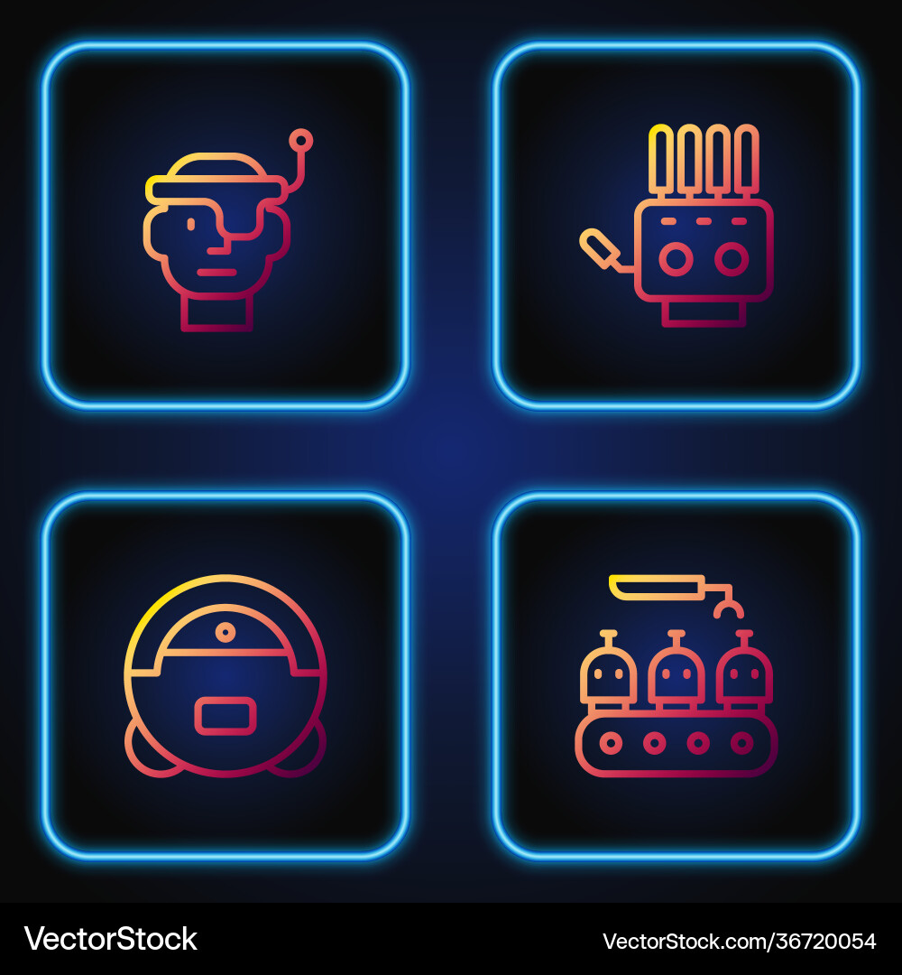 Set line industrial production robots robot Set line industrial production robots robot vector image