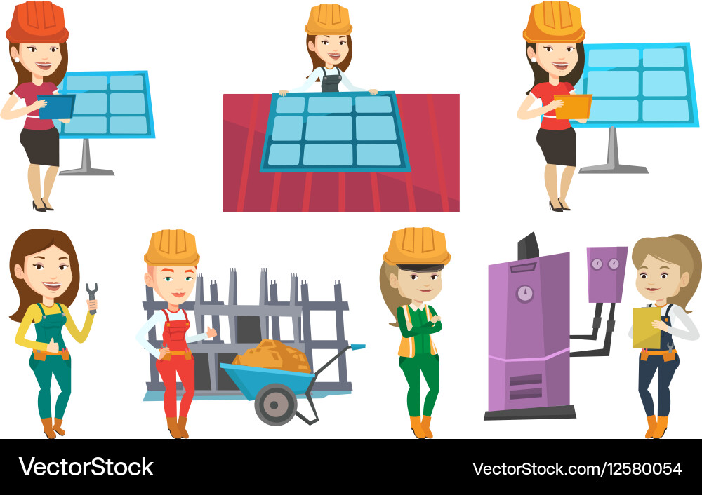 Set of constructors and builders characters Vector Image