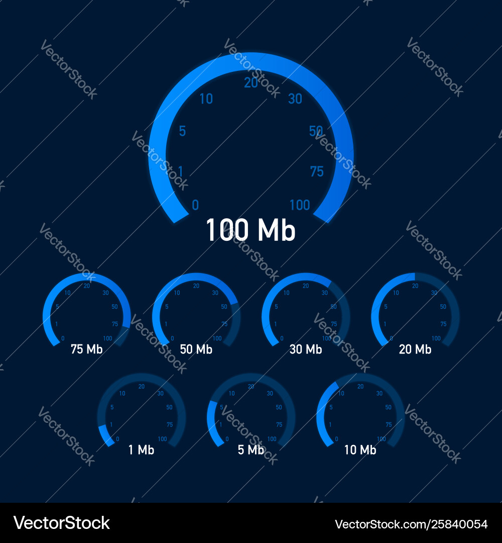 Set speed test speedometer internet website Set speed test speedometer internet website vector image