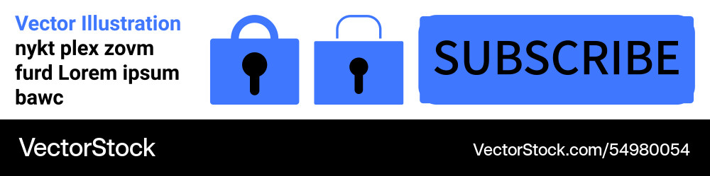 Subscribe button with padlocks and sample text vector image
