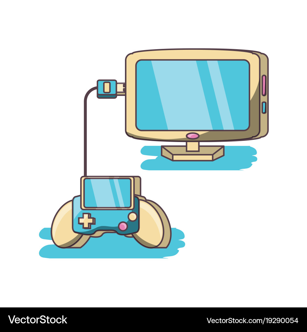 Video game console and controller Vector Image