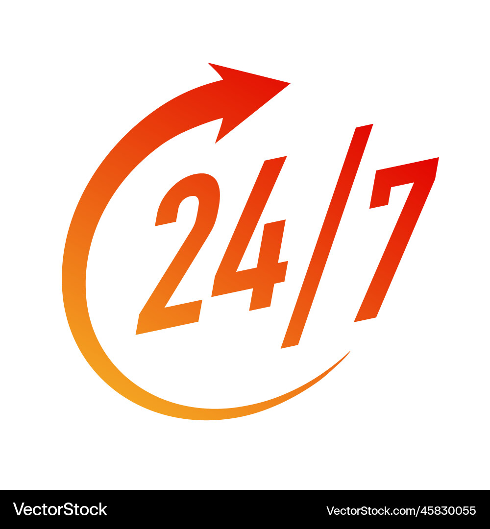 247 hours timer symbol gradient color 247 hours timer symbol gradient color vector image