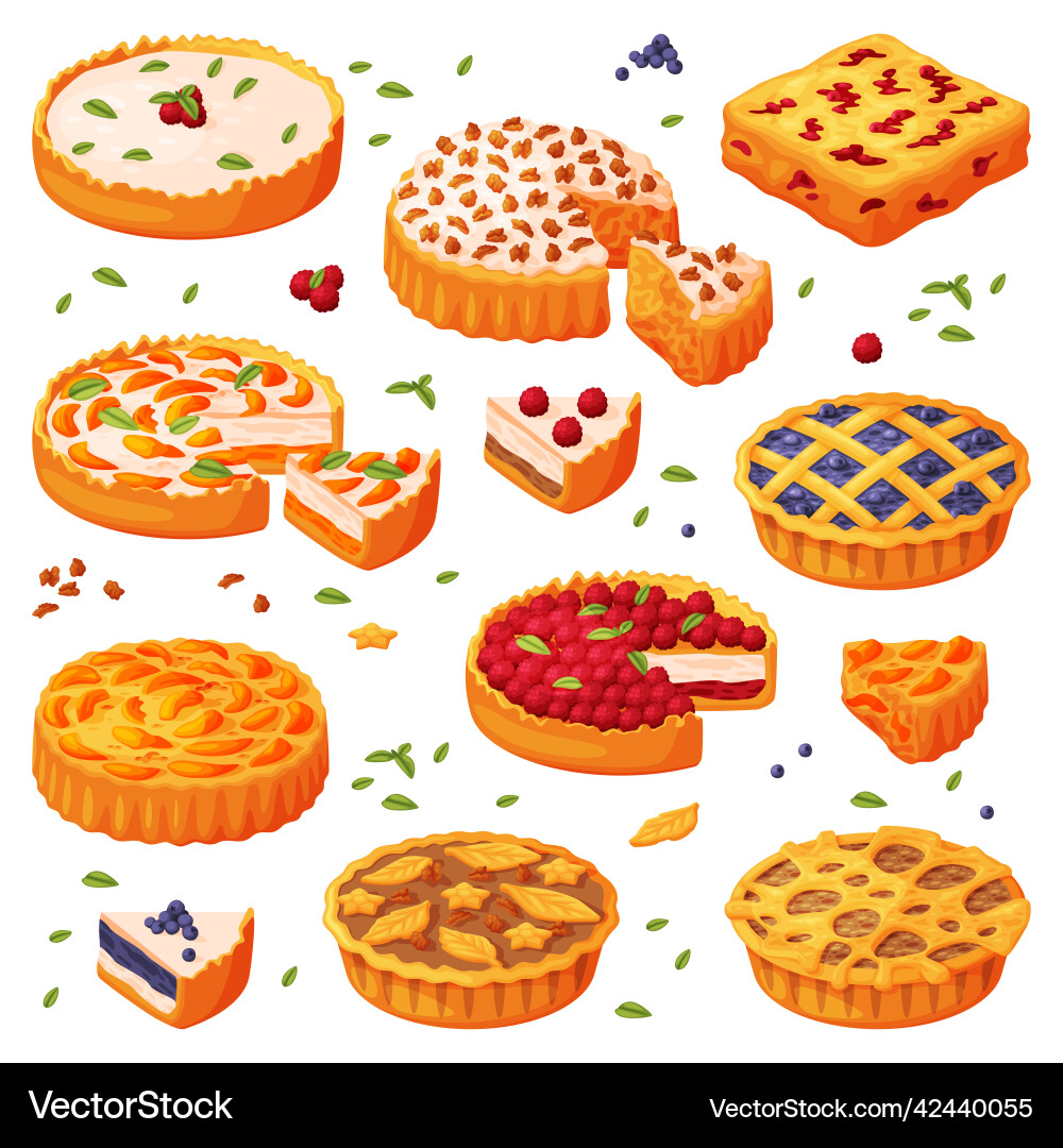 Baked pie made from pastry dough with sweet fruit Baked pie made from pastry dough with sweet fruit vector image