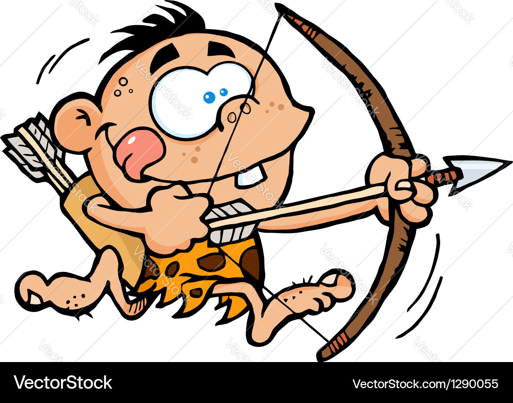 Caveman Running with Bow and Arrow vector image