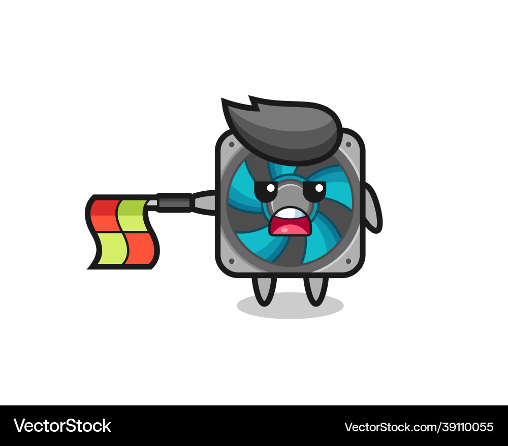 Computer fan character as line judge hold Computer fan character as line judge hold vector image