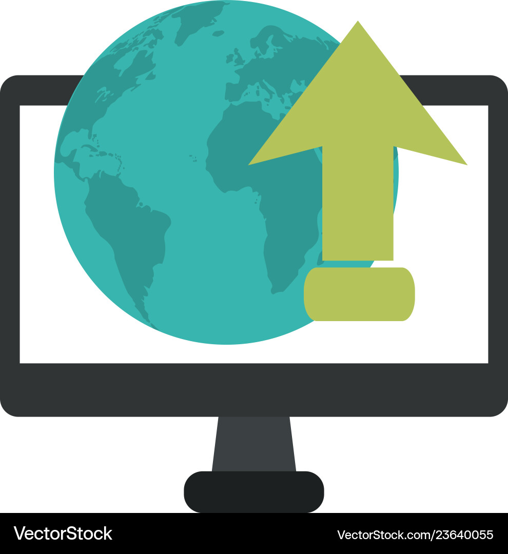 Computer upload internet cloud computing vector image