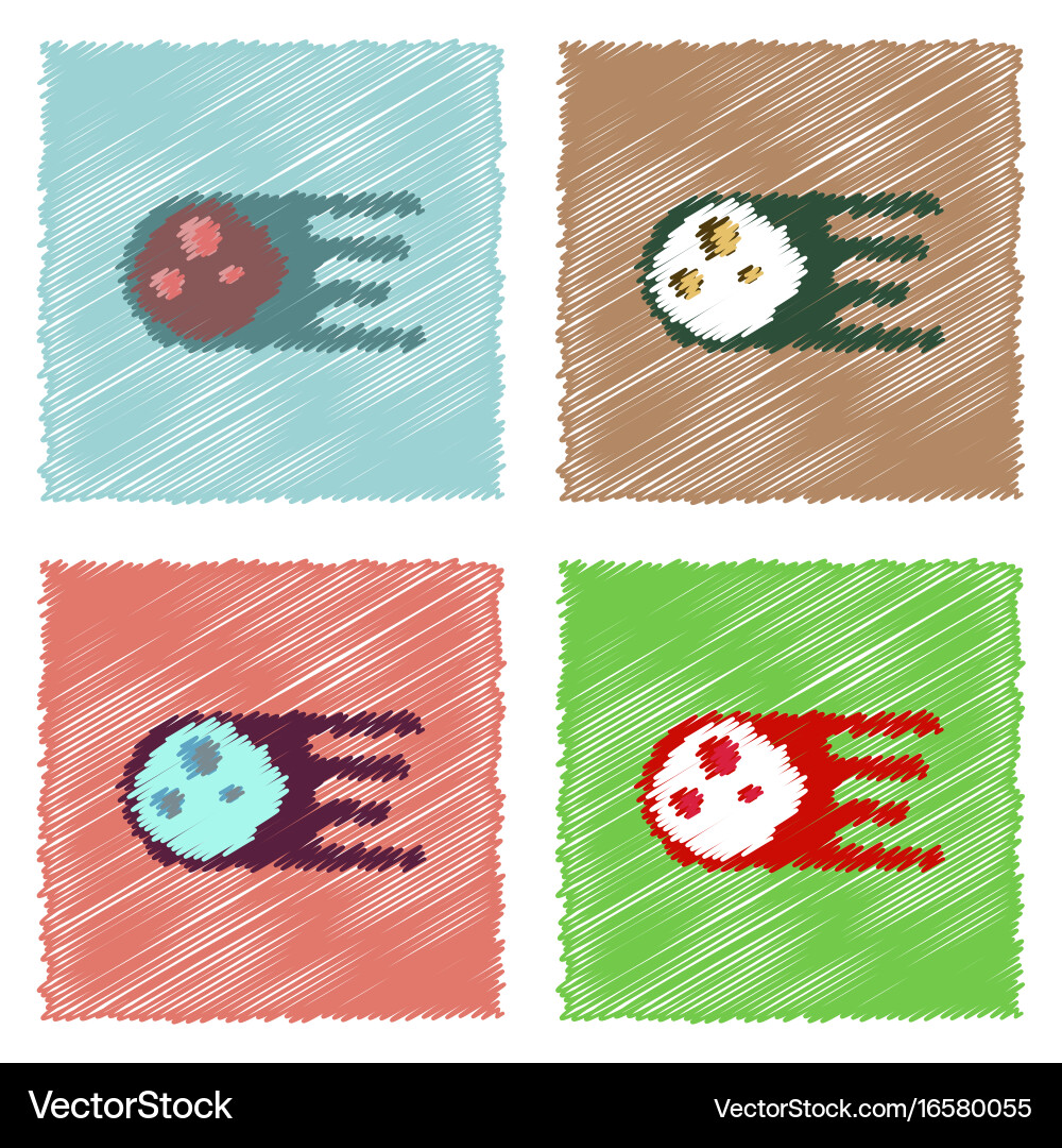 Flat icon design collection space meteorite Vector Image