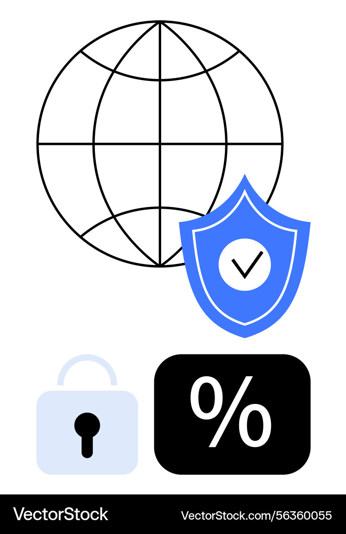 Global data security with shield lock vector image