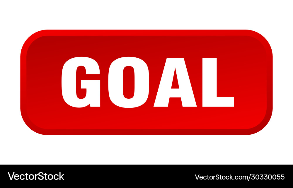 Goal button square 3d push vector image