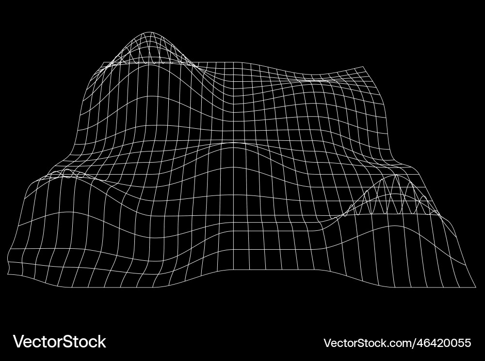 Grid Terrain Examples Grid perspective deformation white terrain Vector Image