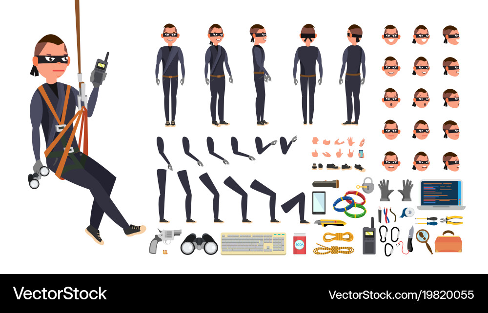 Hacker Character Set - Theft & Security Vector Image