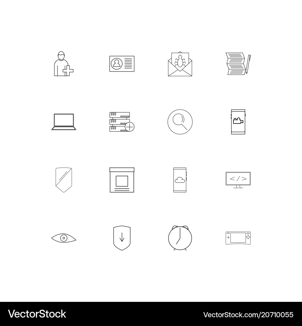 Internet technologies simple linear icons set vector image