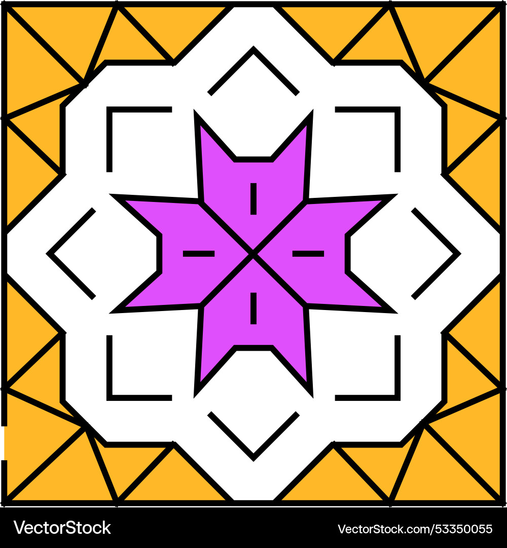 Islamic geometric pattern icon color Royalty Free Vector
