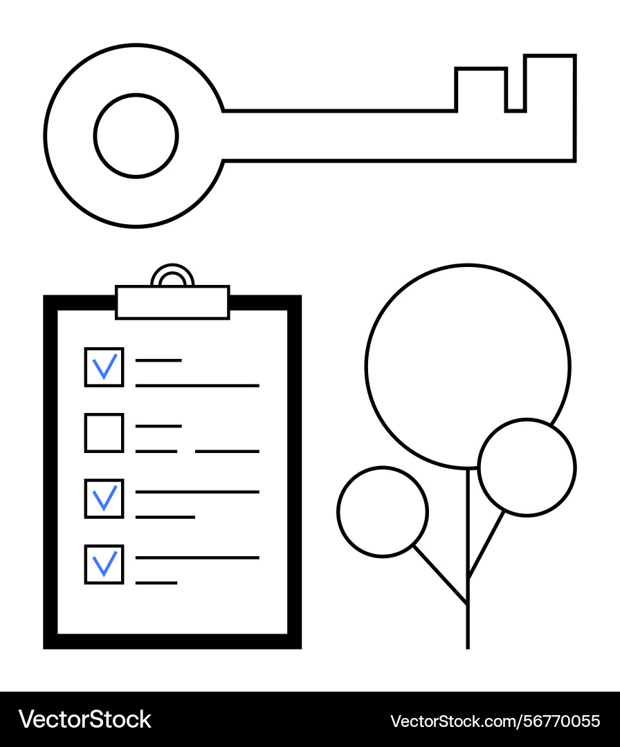 Key checklist and abstract tree design Vector Image