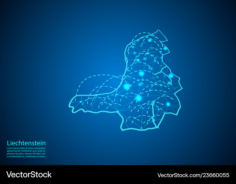 Liechtenstein map with nodes linked by lines Liechtenstein map with nodes linked by lines vector image