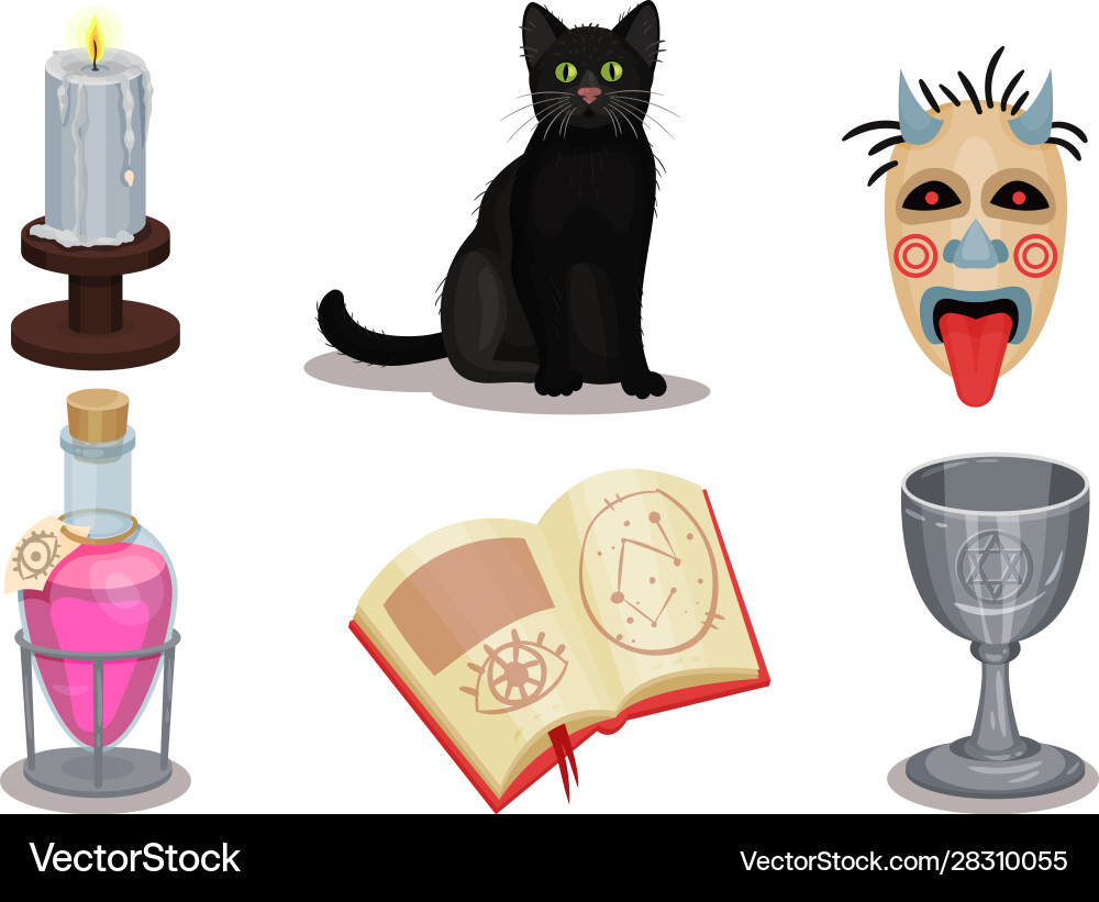 Magic objects collection wizardry and witchcraft Magic objects collection wizardry and witchcraft vector image