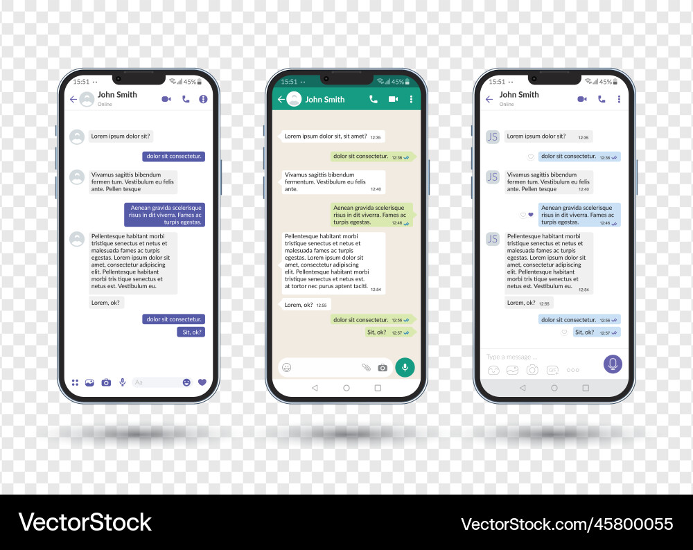 Messenger ui template social communication app Messenger ui template social communication app Vector Image