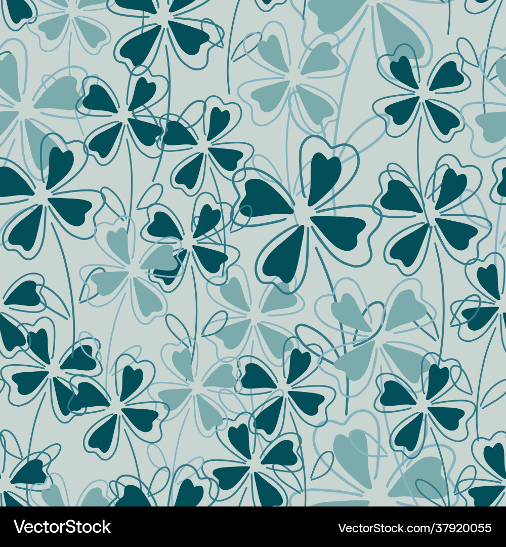 Outline random seamless pattern with clover leaf Outline random seamless pattern with clover leaf vector image