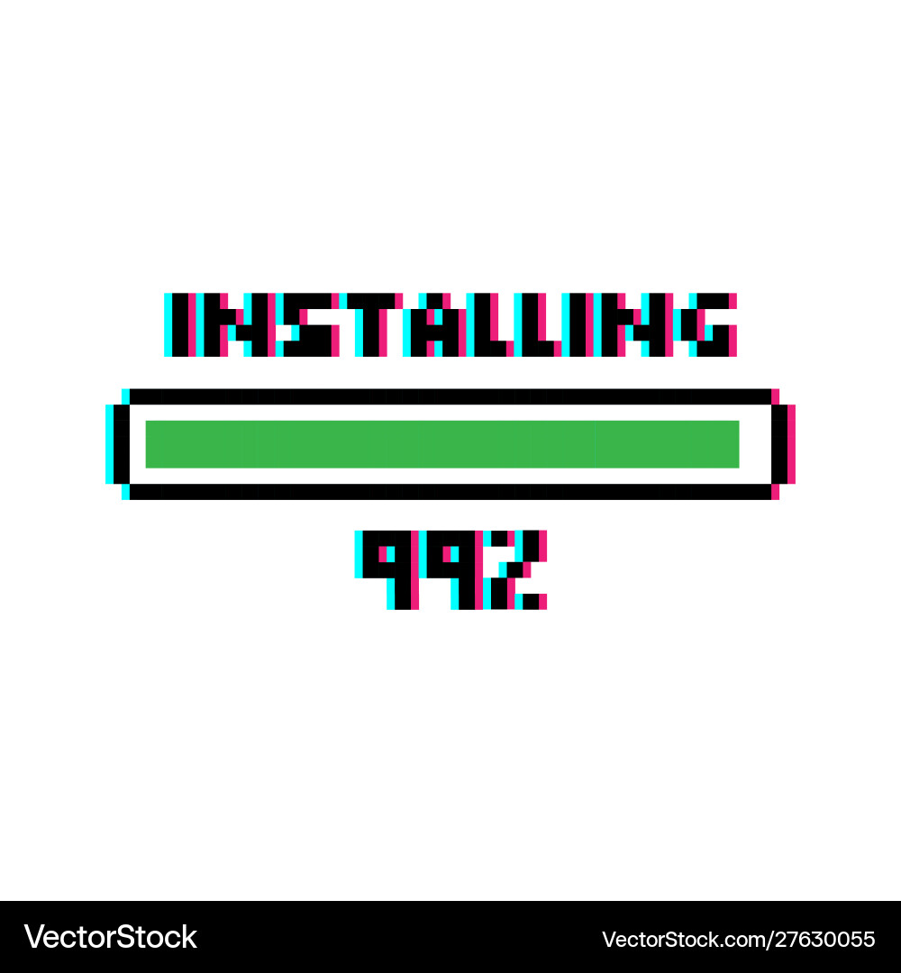 Pixel art installing green loading bar Pixel art installing green loading bar Vector Image