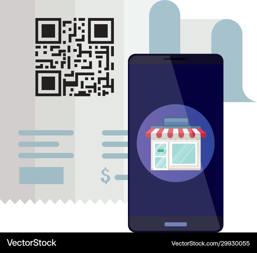 Qr code paper and smartphone design Vector Image