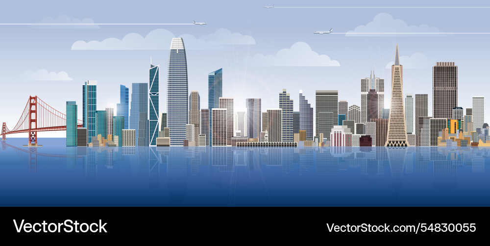 San francisco Stadt Skyline auf Steigung schön San francisco Stadt Skyline auf Steigung schön vektorbild