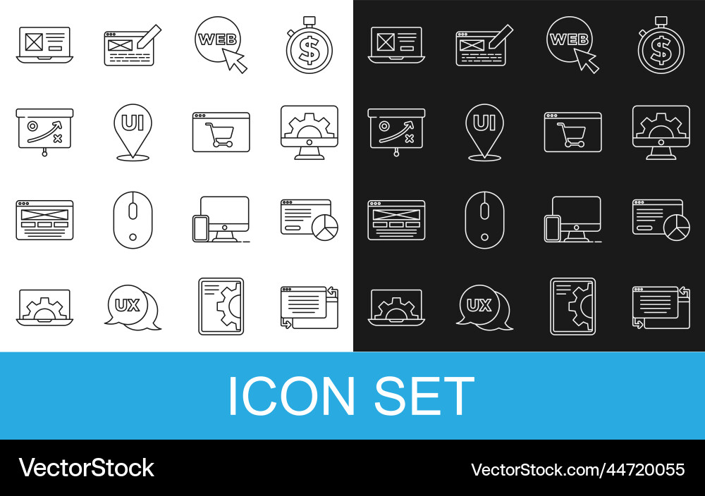 Set line ui or ux design website statistic Set line ui or ux design website statistic vector image