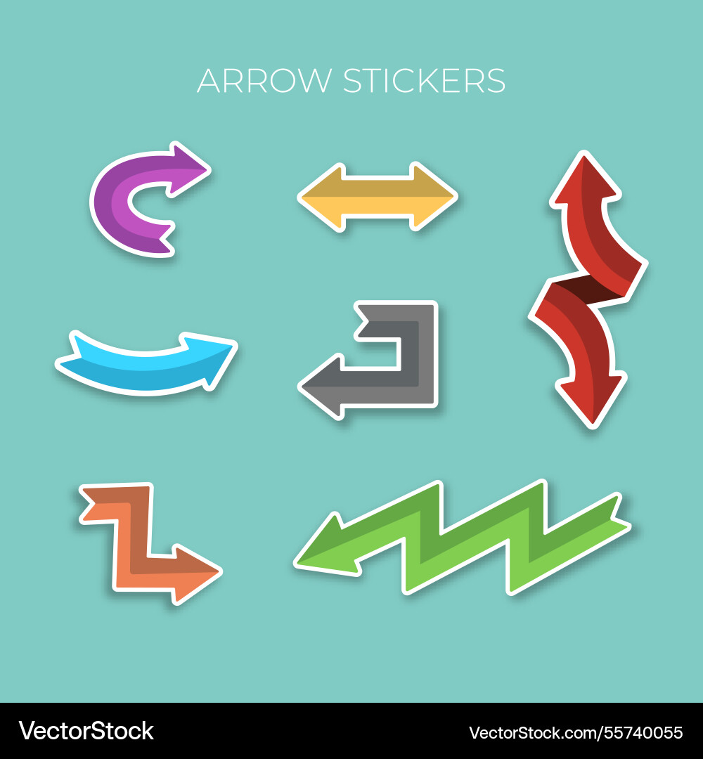 Set of colorful arrows to mark in flat style vector image