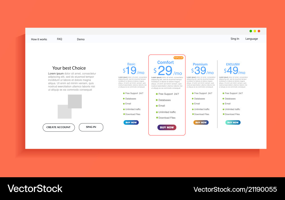 Set of offer tariffs ui banner for web vector image