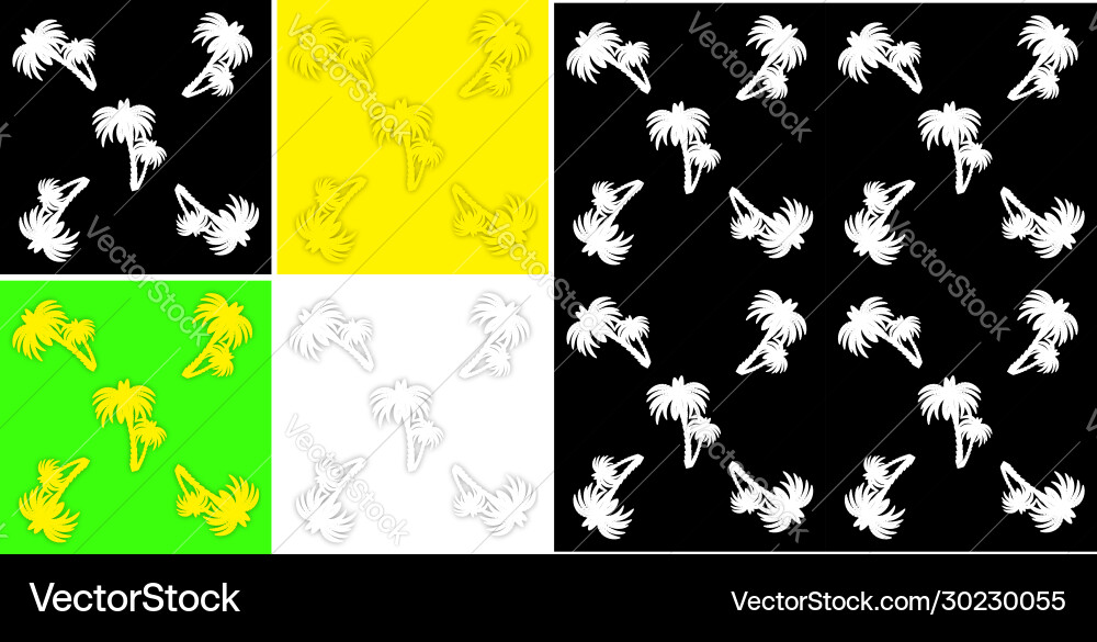 Set seamless summer patterns palm trees Set seamless summer patterns palm trees vector image