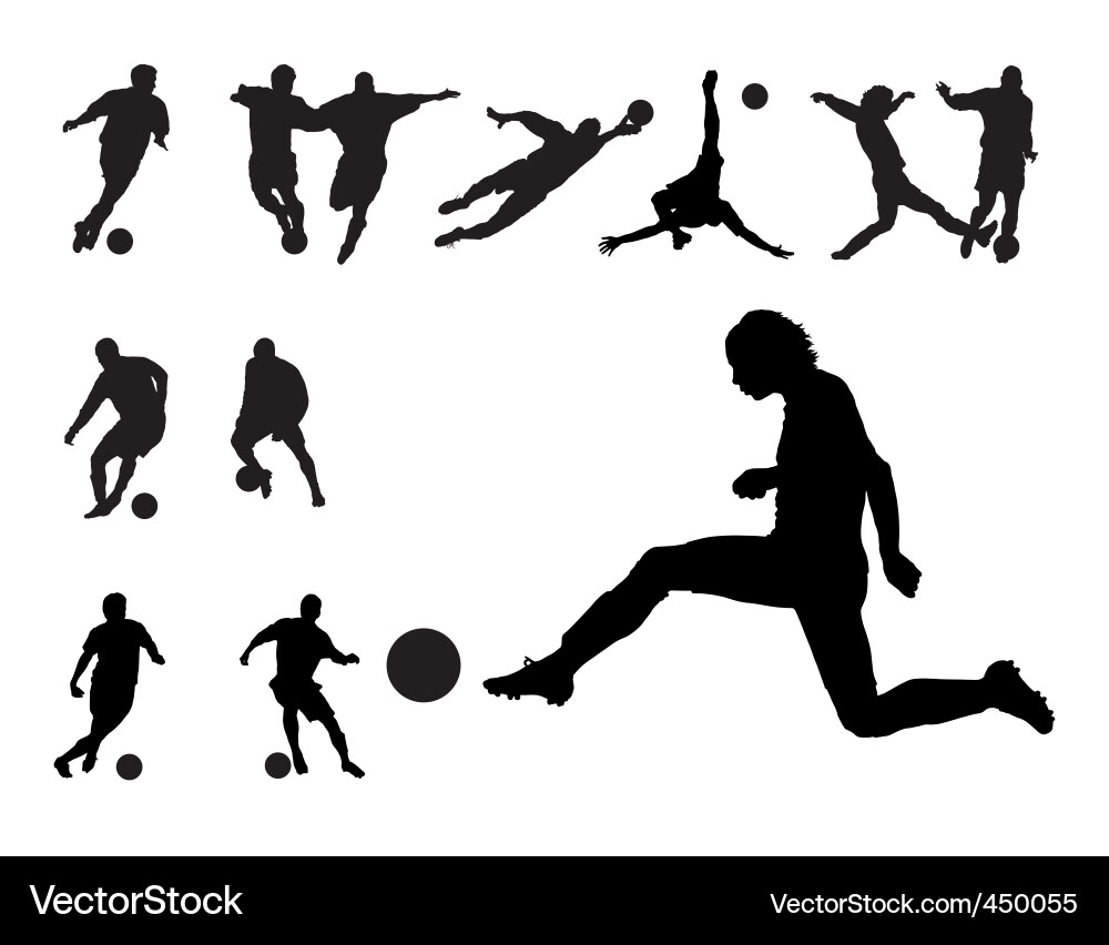 Silhouettes of Football Players Vector Image