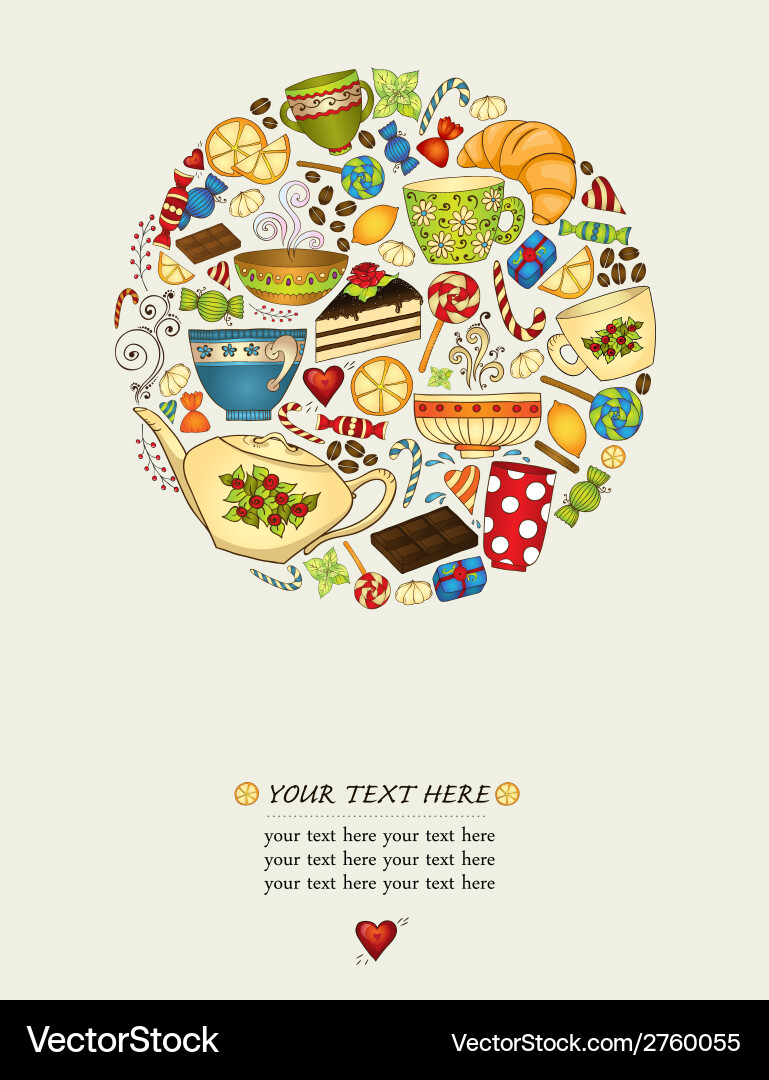 Tea coffee and sweets pattern invitation Vector Image