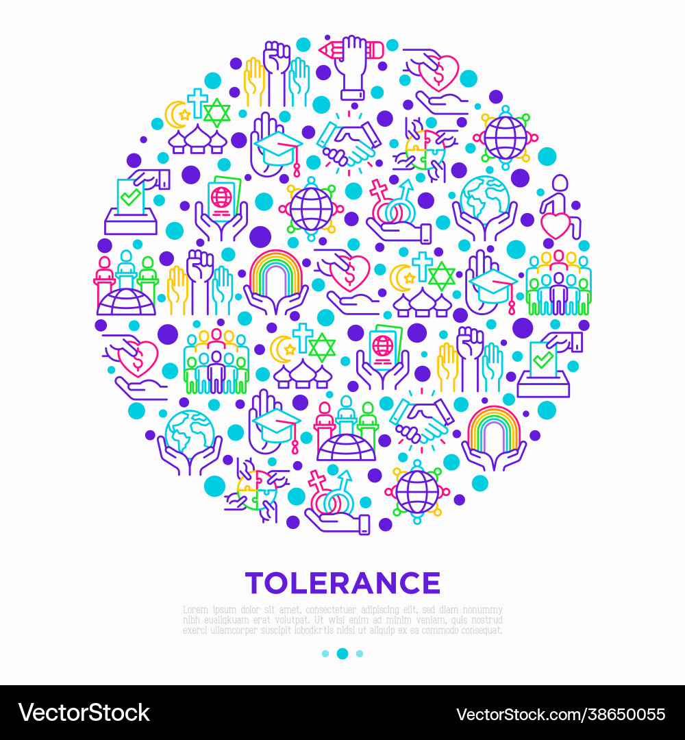 Tolerance concept in circle with thin line icons Vector Image