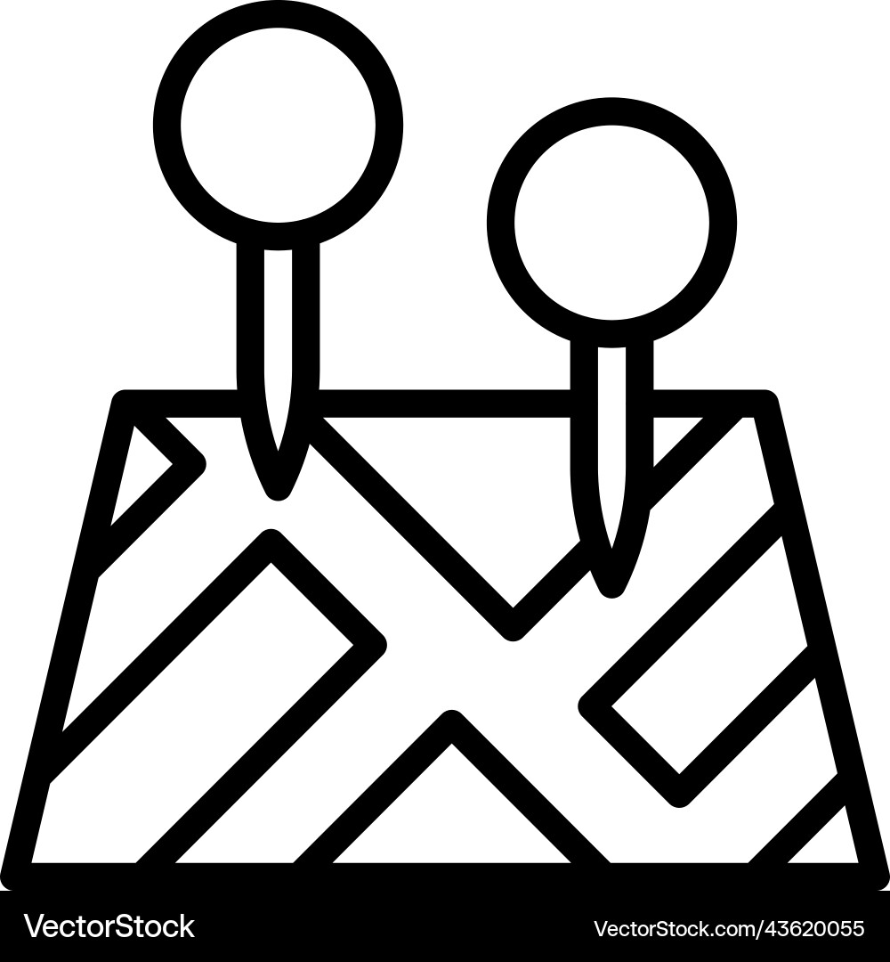 Two pins on map icon location and navigation Vector Image