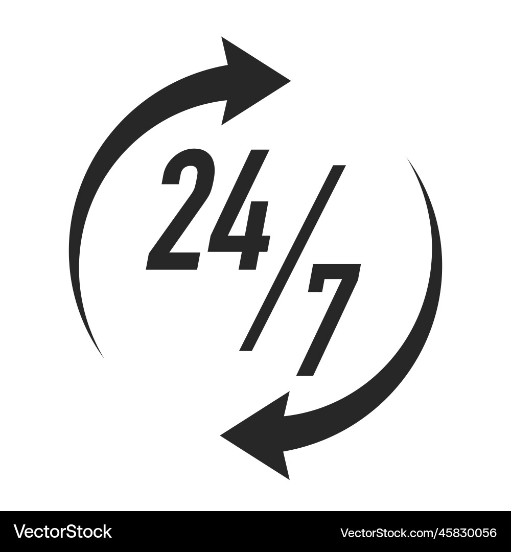 247 hours timer symbol black color 247 hours timer symbol black color vector image