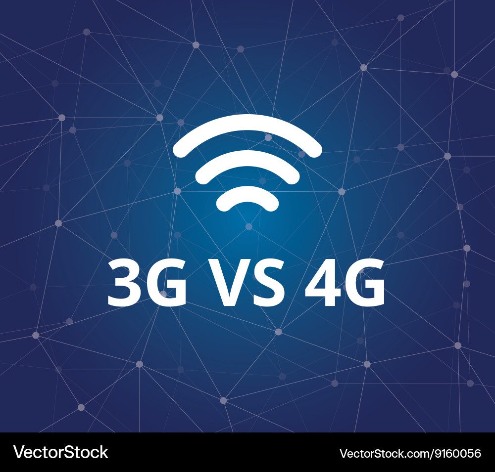 3g vs 4g with wifi signal and dot blue Royalty Free Vector