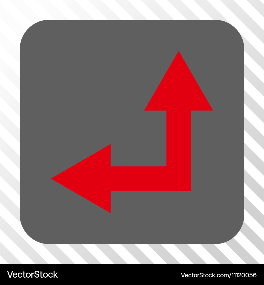 Bifurcation arrow left up rounded square button Vector Image