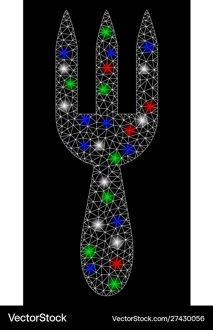 Bright mesh network fork with flare spots vector image