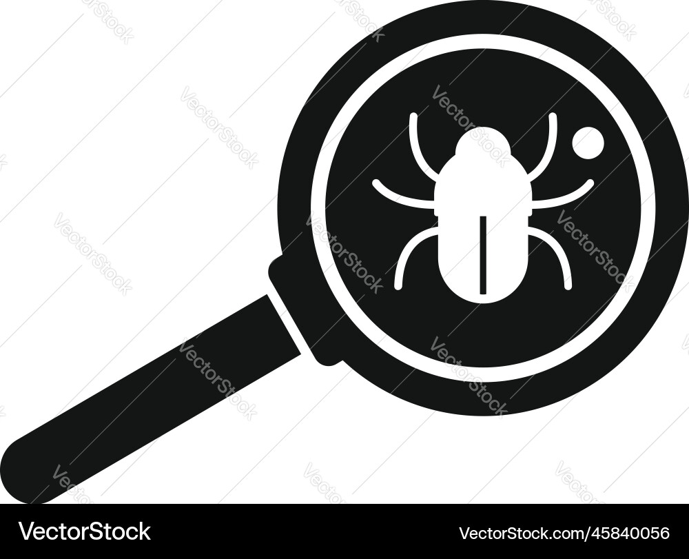 Bug magnifier icon simple hacker error Bug magnifier icon simple hacker error vector image