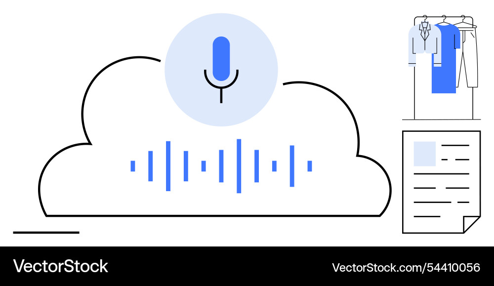 Cloud storage and voice recording with file Cloud storage and voice recording with file vector image