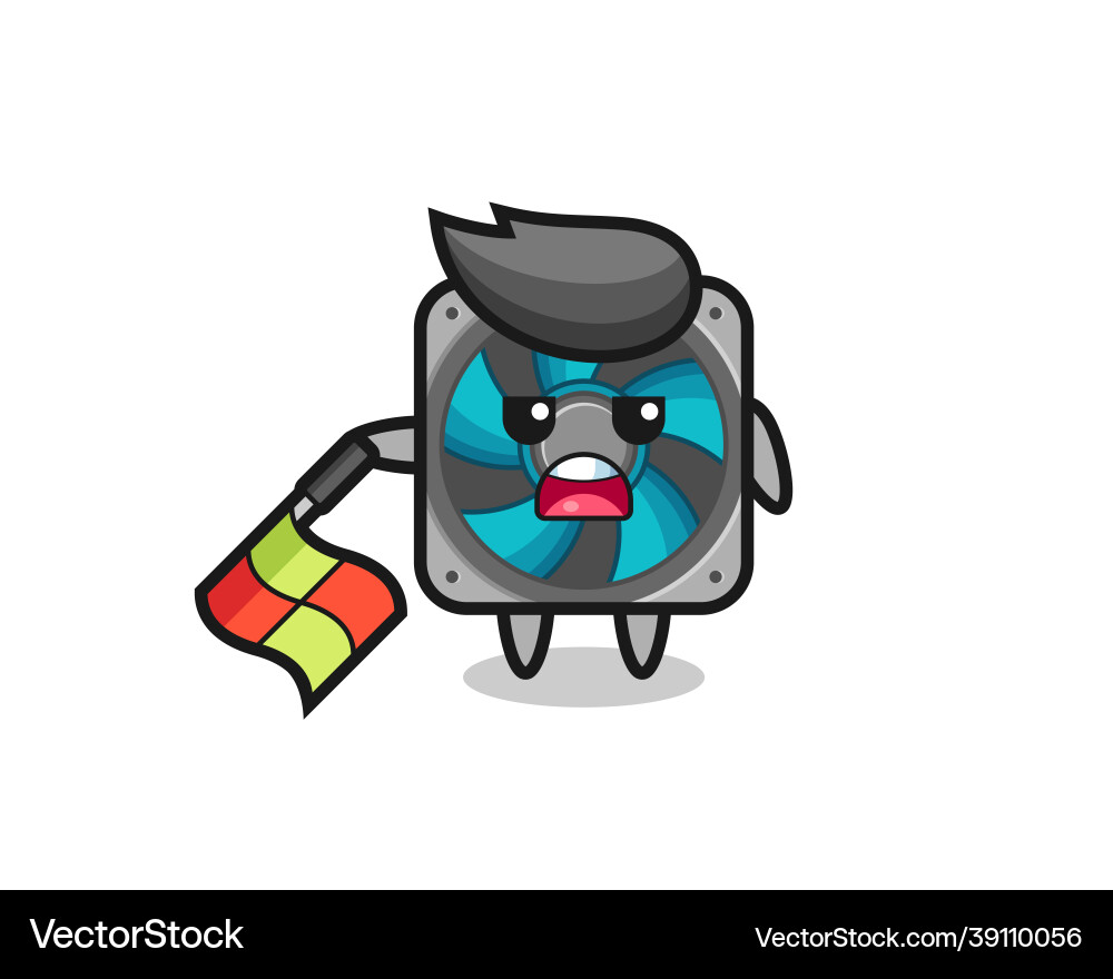 Computer fan character as line judge hold Computer fan character as line judge hold vector image