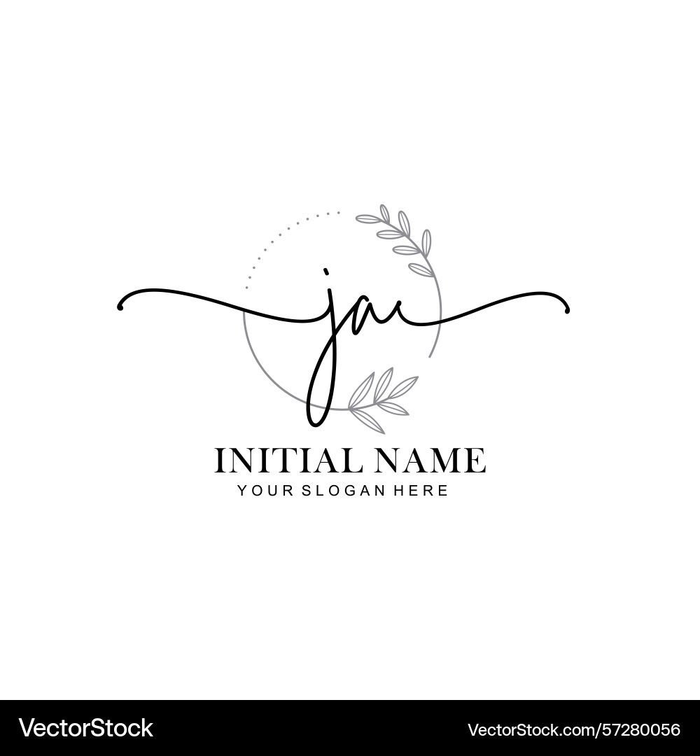 Floral monogram logos with ja initials Vector Image