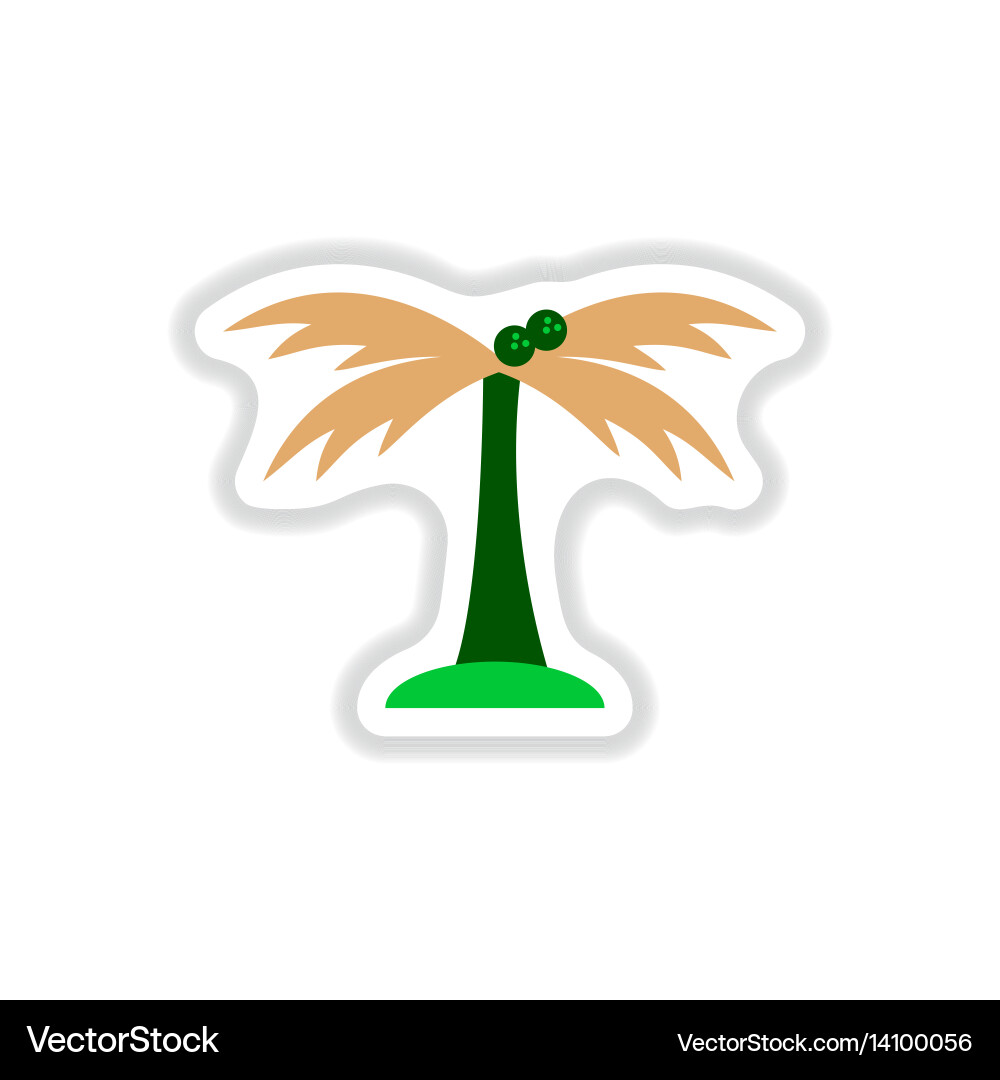 Labels with shadow flat icon palm tree Vector Image