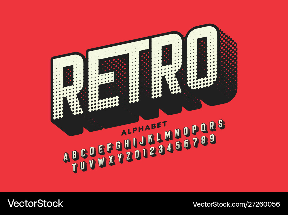Retro style font alphabet letters Retro style font alphabet letters vector image